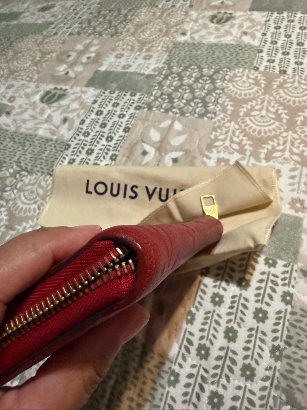Louis Vuitton Red Embossed Monogram Zip Wallet - Picture 9 of 9